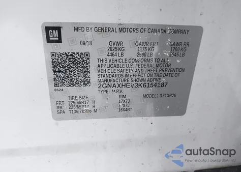 2019 Chevrolet Equinox Ls z USA, uszkodzony, nr VIN 2GNAXHEV3K6154187